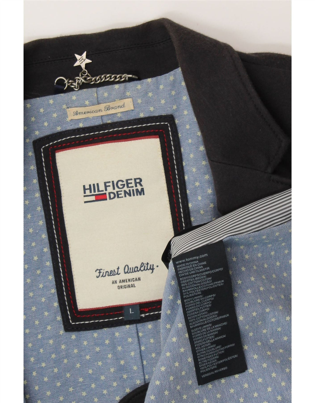 Jaqueta blazer feminina TOMMY HILFIGER com 1 botão Reino Unido 14 grande algodão azul marinho