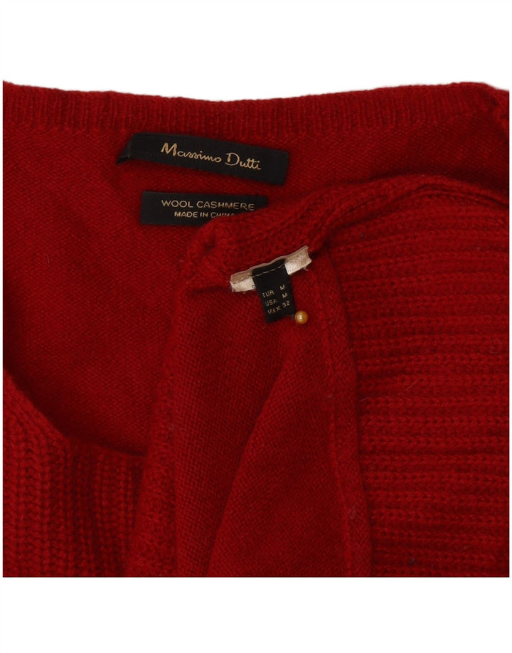 Suéter feminino Massimo Dutti com gola redonda e ajuste solto Reino Unido 14 médio vermelho
