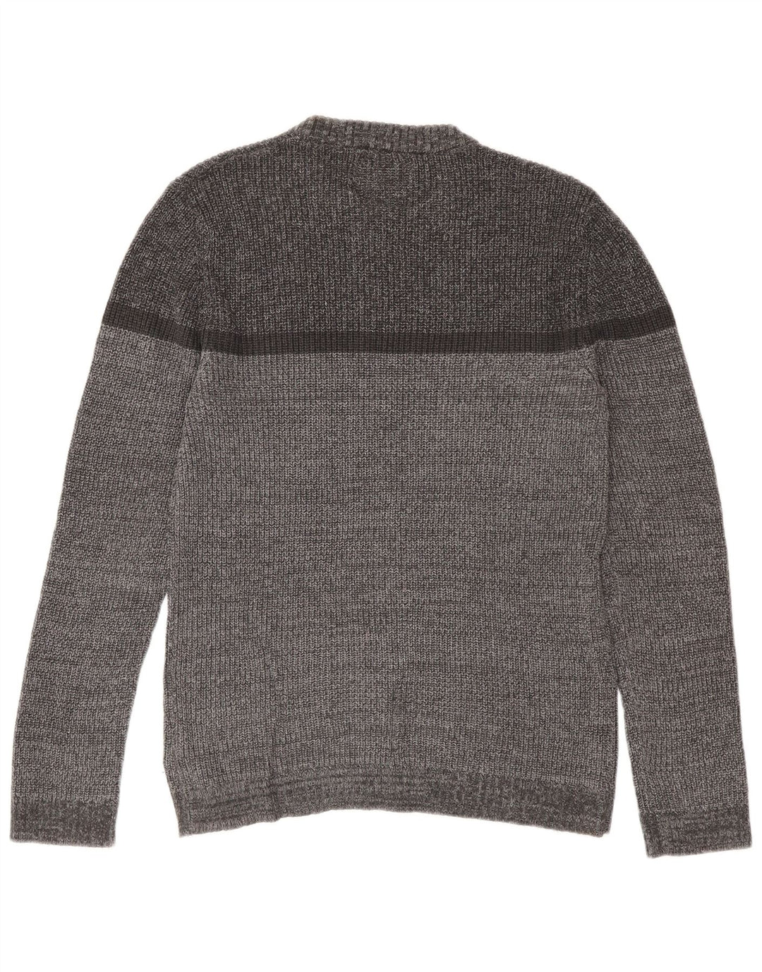 JACK & JONES Suéter masculino com gola redonda e bloco colorido cinza médio