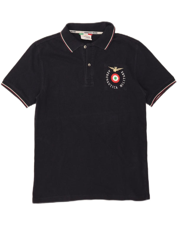 Camisa polo masculina Aeronautica Militare médio algodão azul marinho