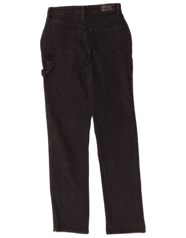 Jeans retos femininos de cintura alta Hollister US 1 XS W25 L31 algodão preto