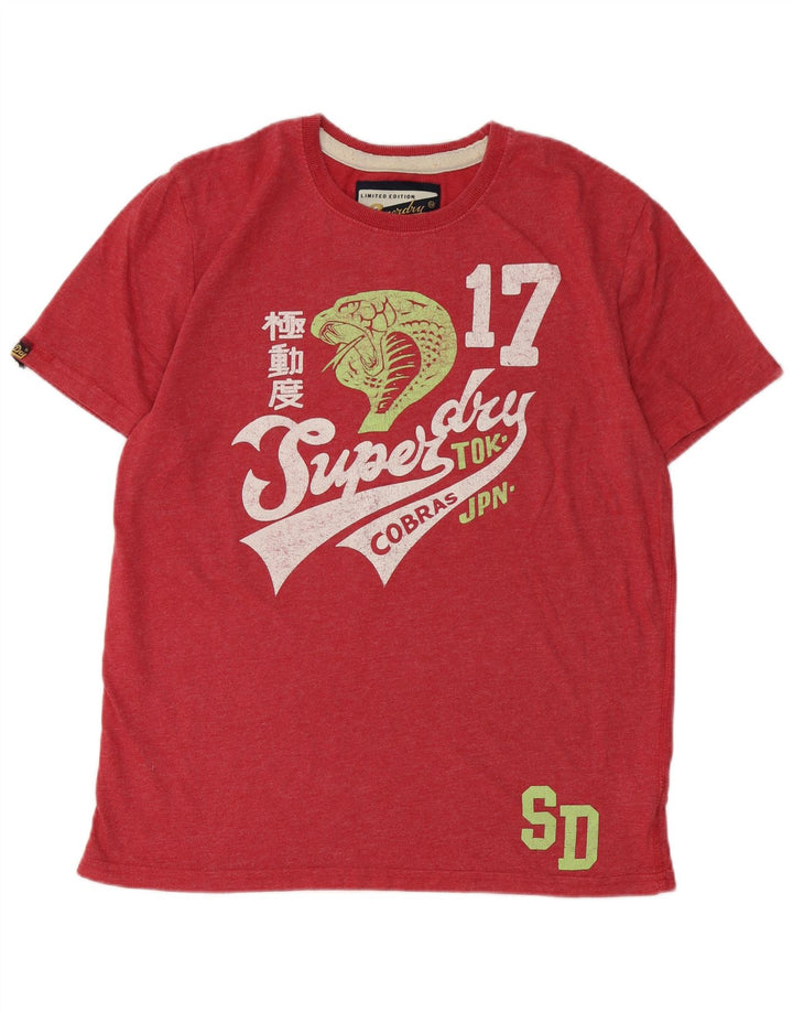 Camiseta masculina gráfica SUPERDRY grande algodão vermelho