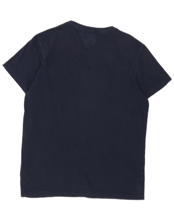 Tommy Hilfiger Camiseta masculina gráfica Top médio algodão azul marinho