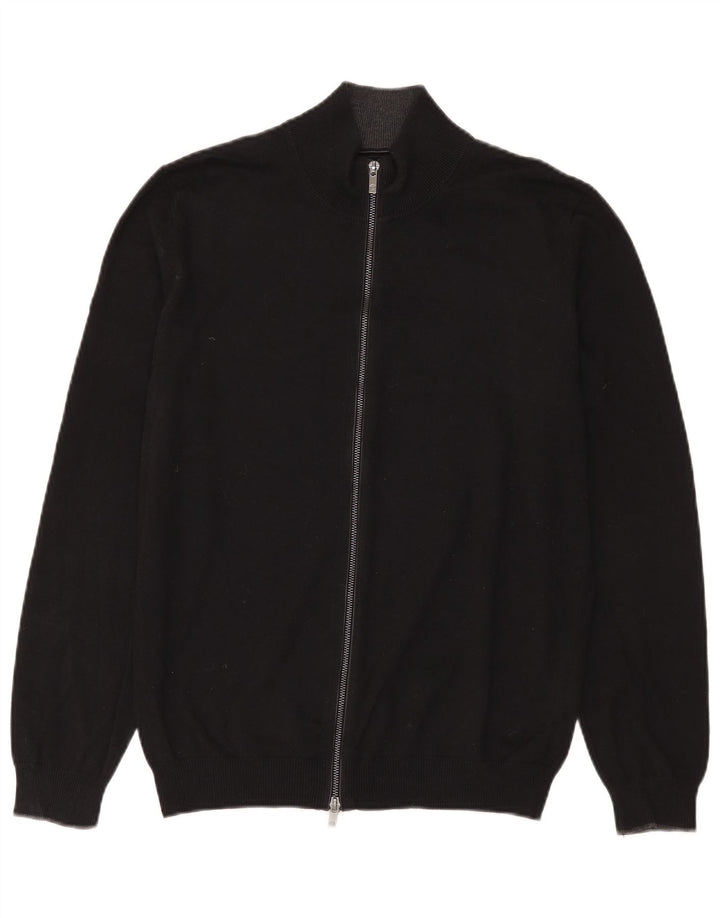 Suéter masculino Massimo Dutti com zíper completo, grande algodão preto