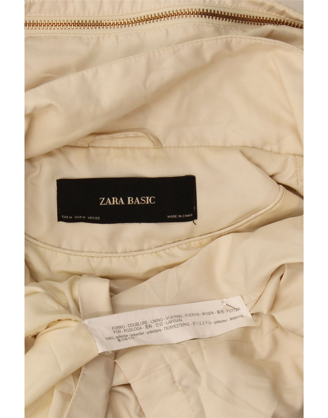 Jaqueta bomber com capuz feminino Zara UK 14 poliéster branco médio