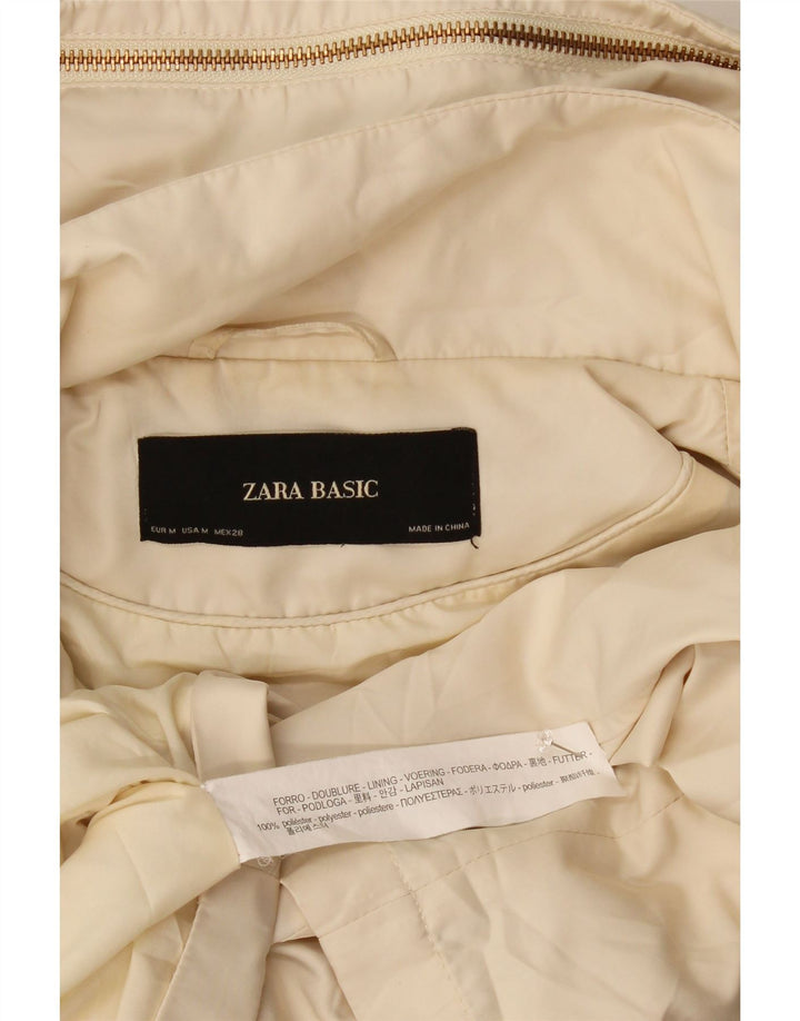 Jaqueta bomber com capuz feminino Zara UK 14 poliéster branco médio