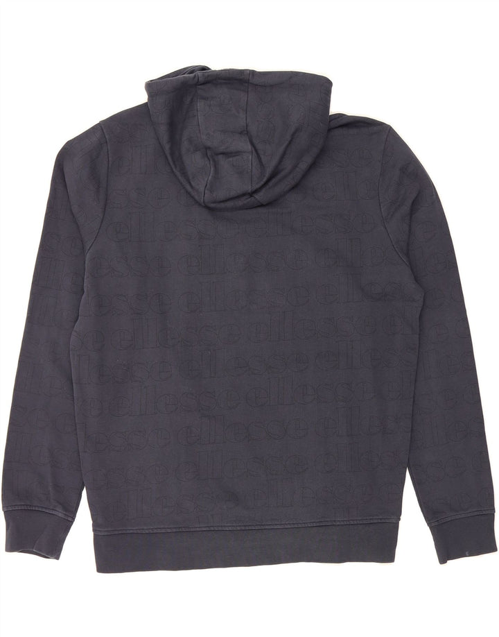 ELLESSE Mens Graphic Hoodie Jumper Large Navy Blue Cotton Vintage Ellesse and Second-Hand Ellesse from Messina Hembry 