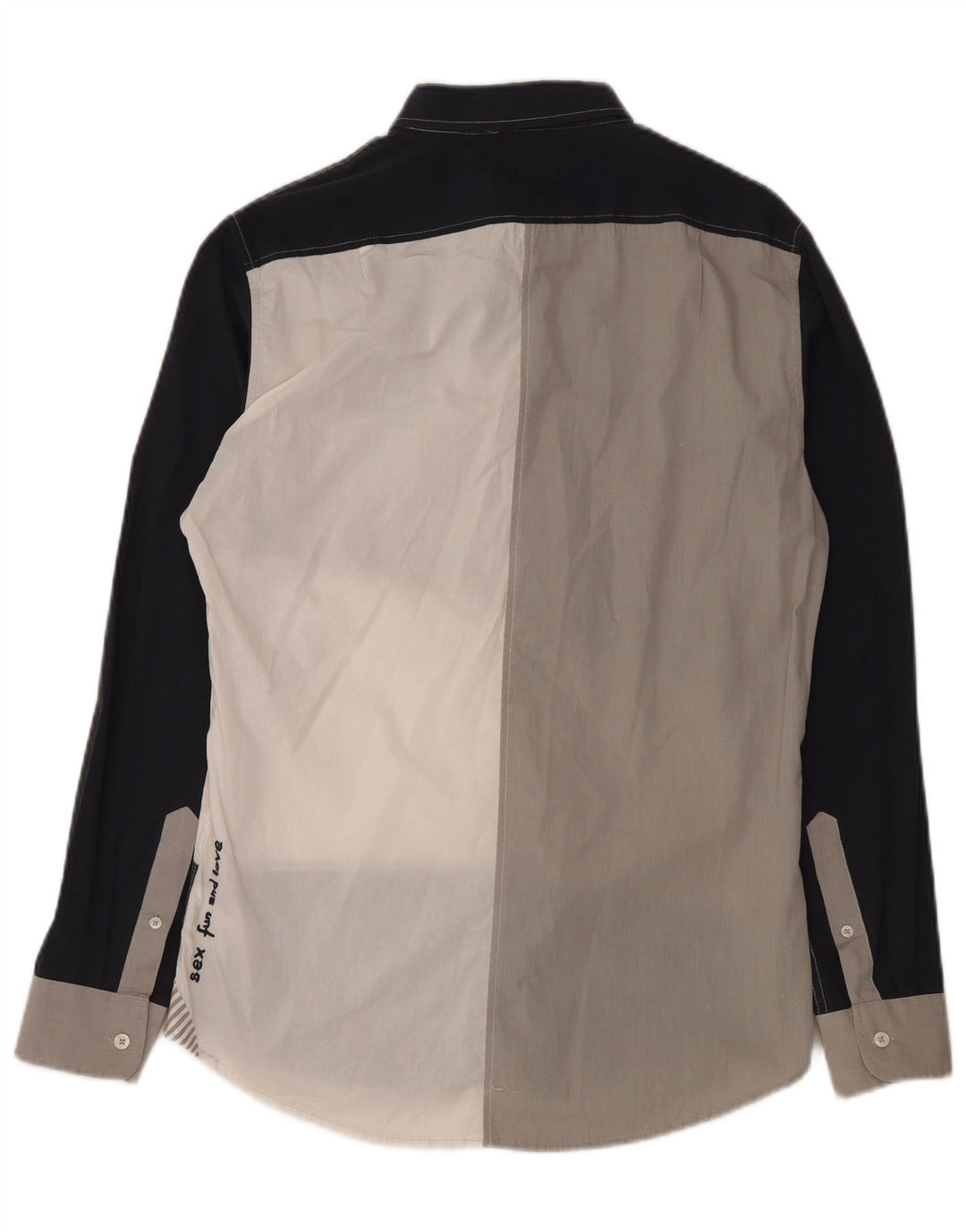 Camisa gráfica masculina Desigual grande algodão colorblock multicolorido