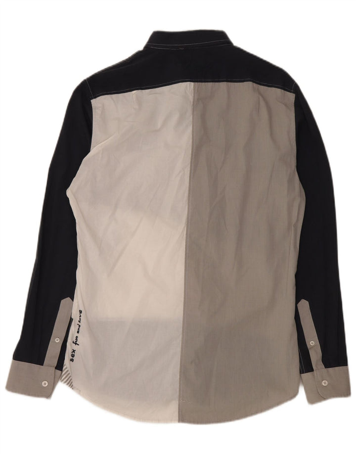 Camisa gráfica masculina Desigual grande algodão colorblock multicolorido