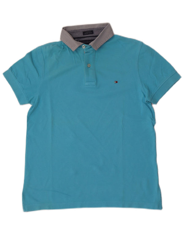 Camisa polo masculina Tommy Hilfiger Custom Fit XS azul colorblock