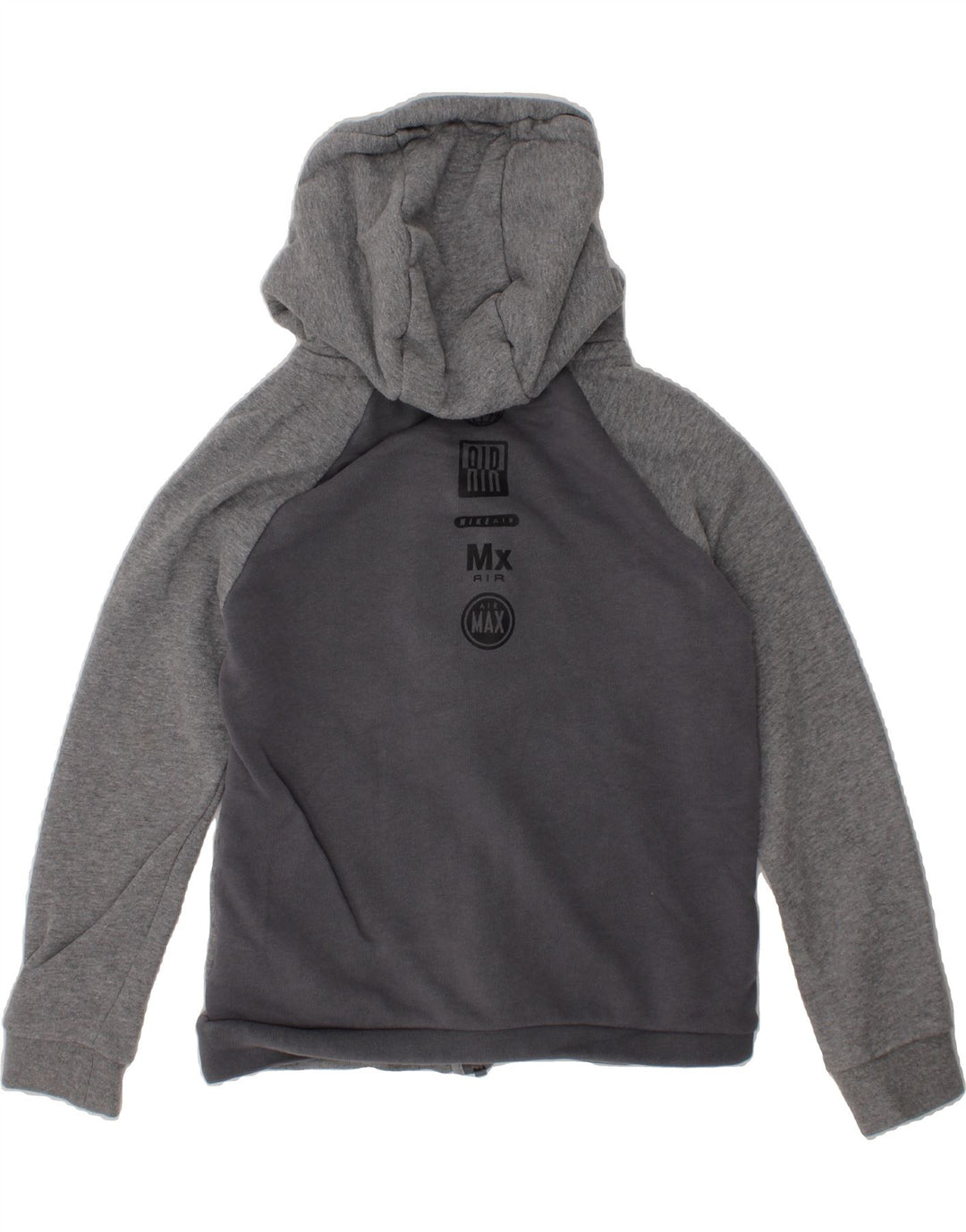 NIKE Boys Graphic Zip Hoodie Sweater 6-7 Years XS  Grey Colourblock Cotton Vintage Nike and Second-Hand Nike from Messina Hembry 