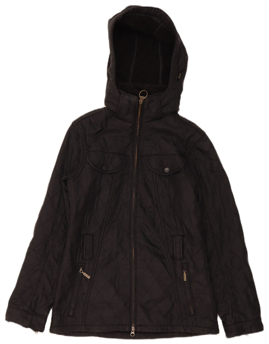 Jaqueta feminina acolchoada com capuz Barbour UK 8 pequena preta