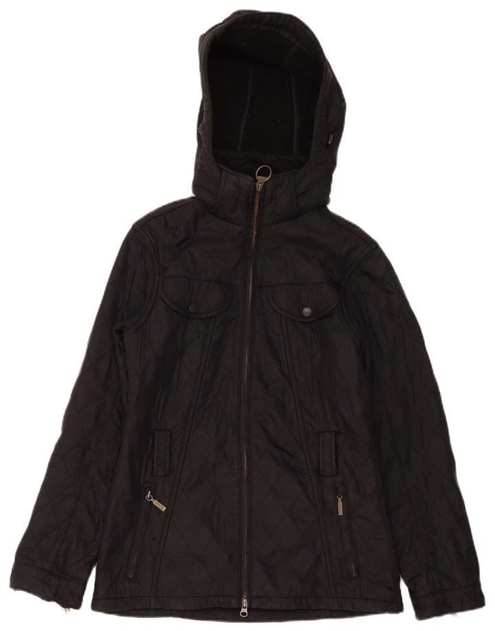 Jaqueta feminina acolchoada com capuz Barbour UK 8 pequena preta