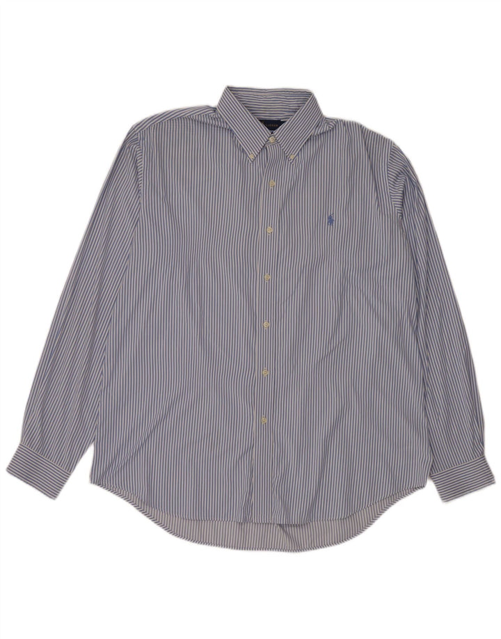 Ralph Lauren Camisa masculina grande de nylon listrado azul