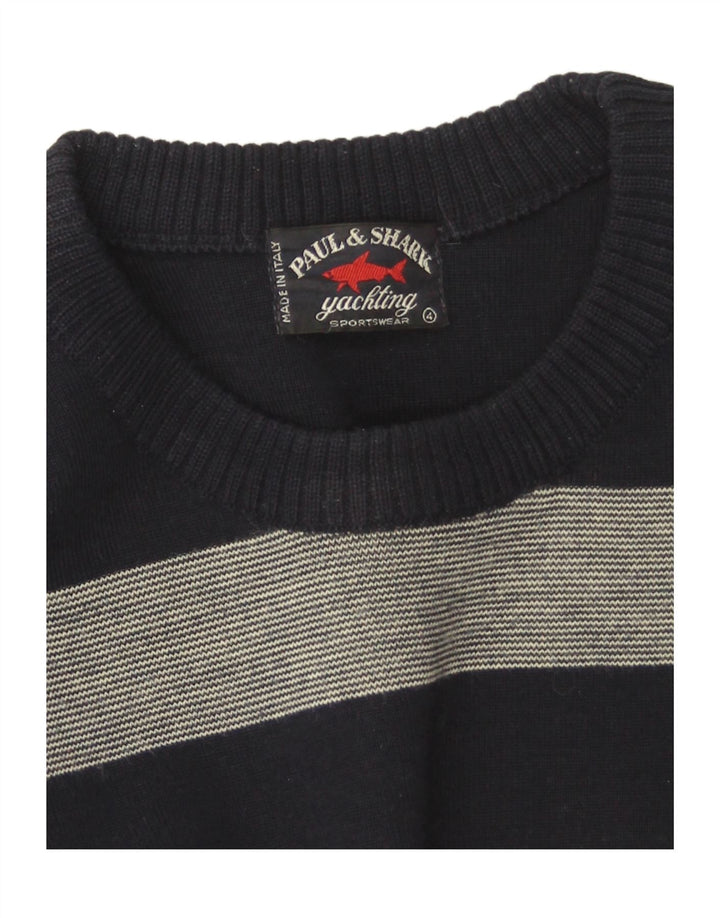 Suéter masculino Paul & Shark com gola redonda listrado azul marinho médio