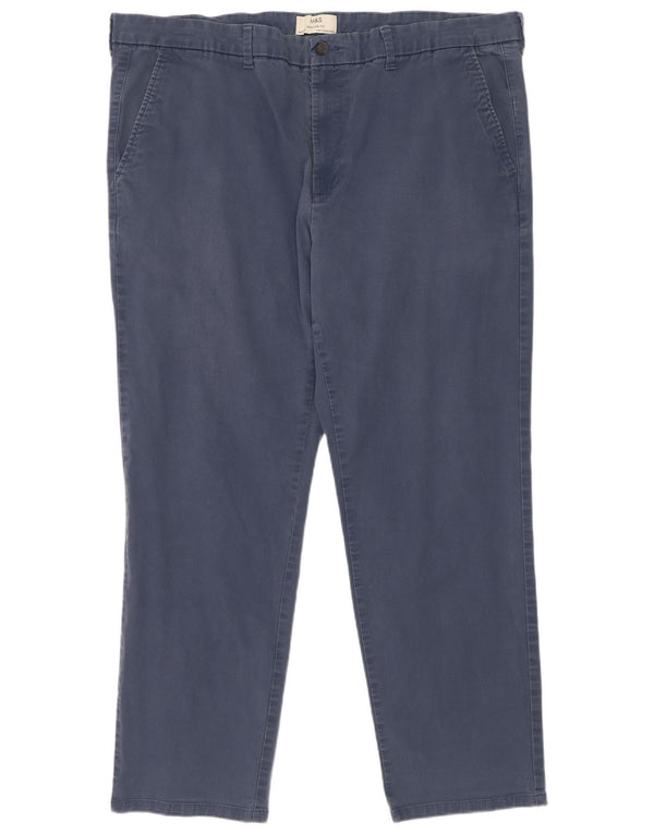 Calça chino masculina Marks & Spencer de ajuste regular W44 L31 algodão azul