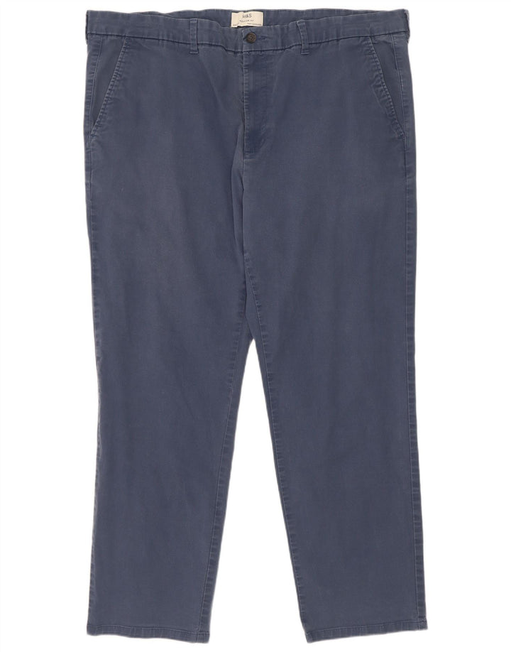 Calça chino masculina Marks & Spencer de ajuste regular W44 L31 algodão azul