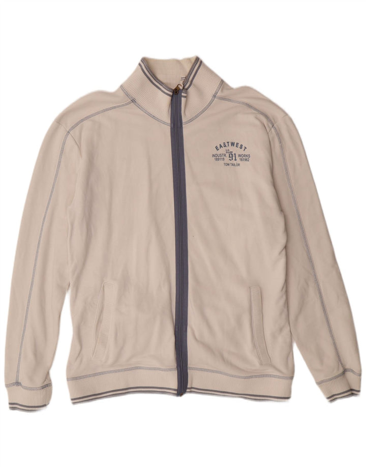 TOM TAILOR Jaqueta masculina de agasalho XL algodão branco