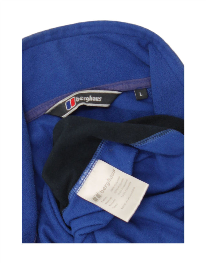 Berghaus Suéter masculino de lã com zíper e gola grande em poliéster azul colorido