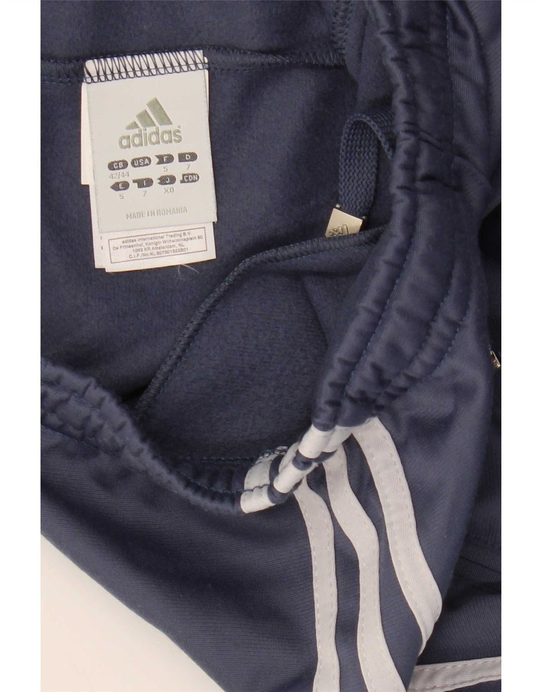 Calça de treino masculina Adidas UK 42/44 grande azul poliéster