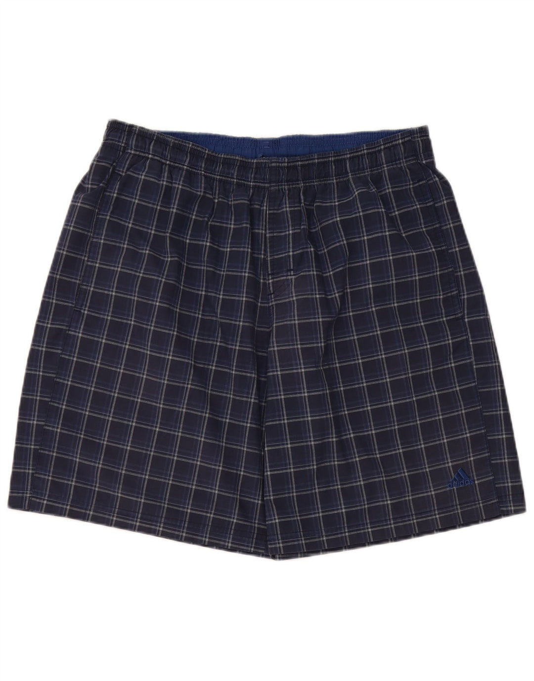 Shorts de natação masculino Adidas grande poliéster xadrez azul marinho