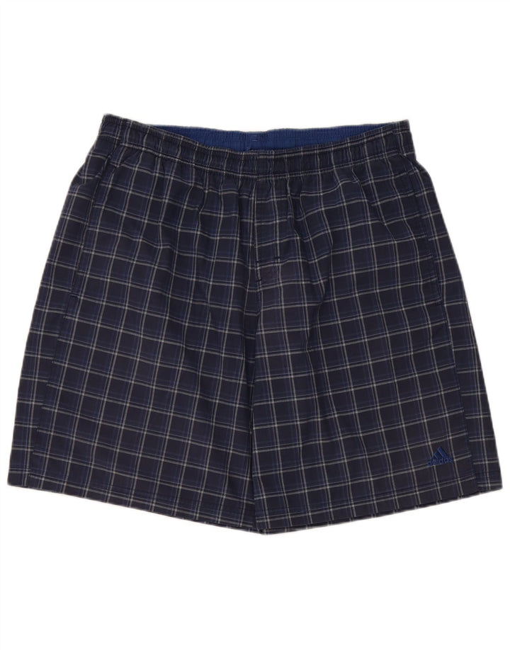 Shorts de natação masculino Adidas grande poliéster xadrez azul marinho