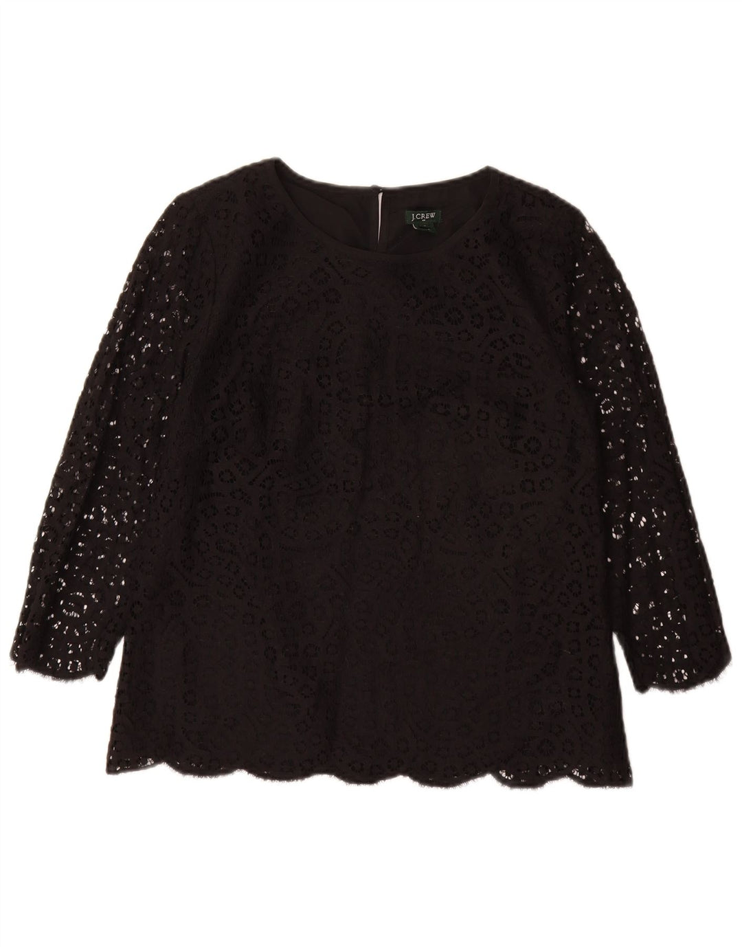 Blusa feminina de manga 3/4 J. CREW EUA 8 algodão floral preto médio