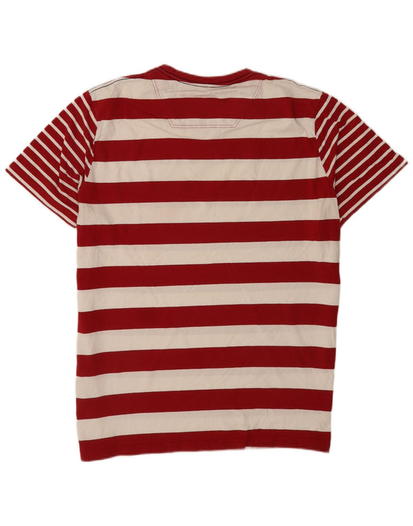 Camiseta masculina Joules Top XL de algodão listrado vermelho