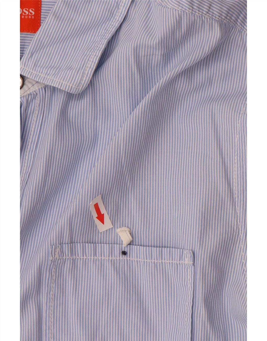Camisa masculina Hugo Boss grande algodão listrado azul