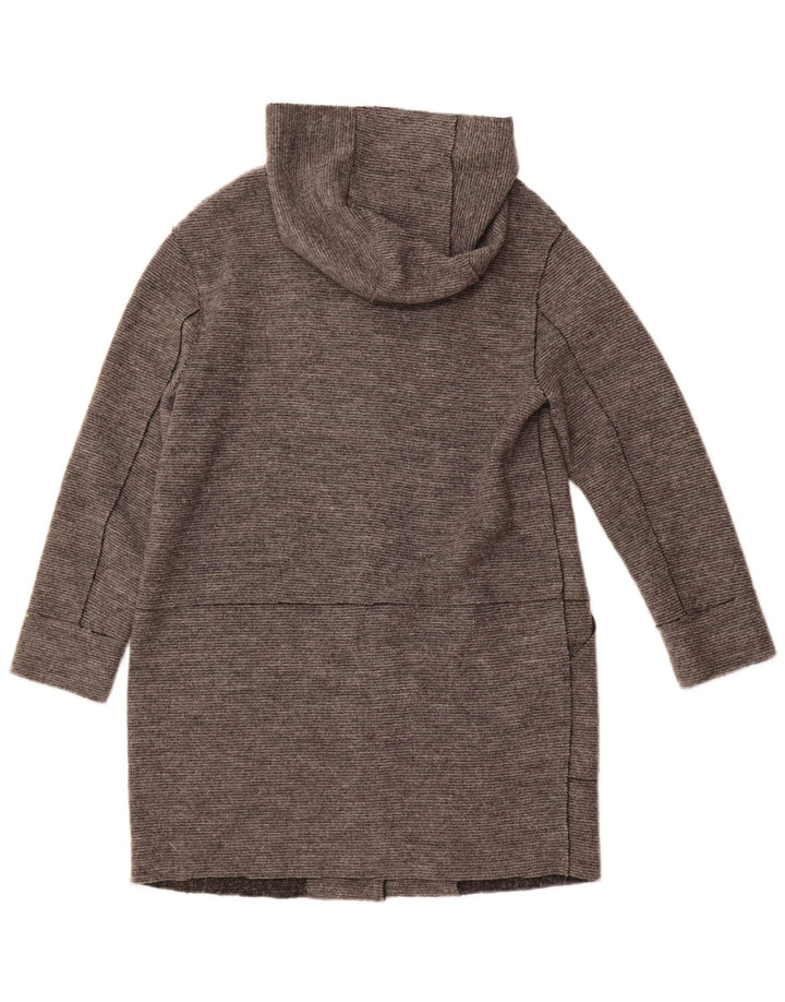 Sobretudo feminino com capuz ZARA UK 14 lã cinza médio