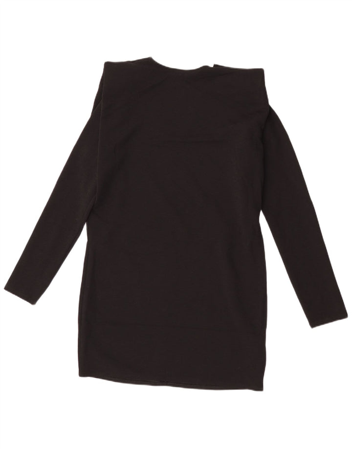 Vestido feminino Zara de manga comprida UK 14 médio preto