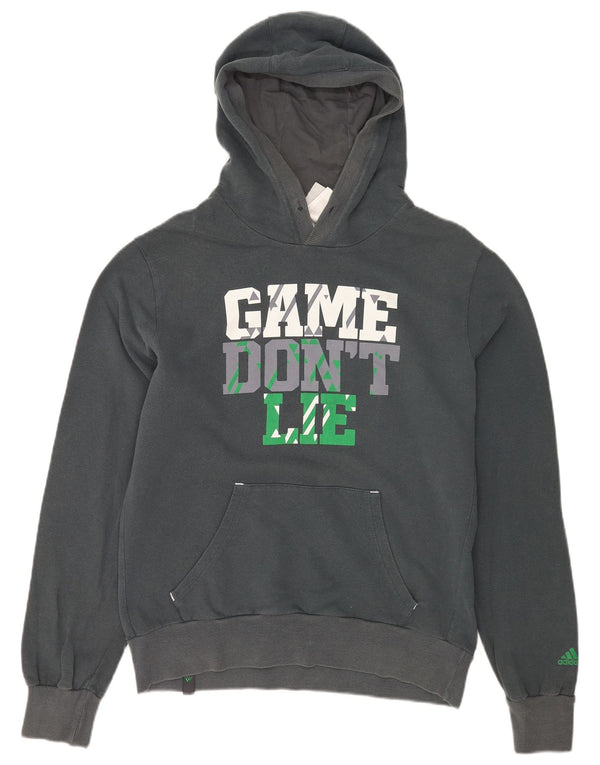 Adidas Mens Graphic Hoodie Jumper UK 42/44 Grande Cinza Algodão