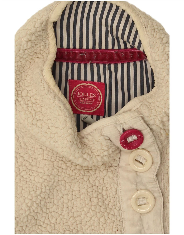 Joules Suéter feminino de lã com gola redonda e botão UK 12 Médio Off White