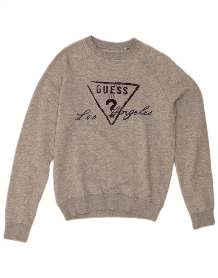 Suéter gráfico feminino GUESS UK 10 pequeno algodão cinza