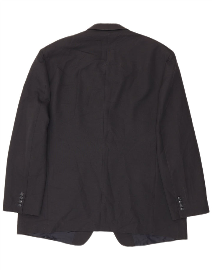 Jaqueta blazer masculina de 3 botões Marks & Spencer Reino Unido 48 2XL azul marinho poliéster