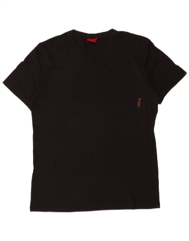 Camiseta masculina Hugo Boss grande algodão preto
