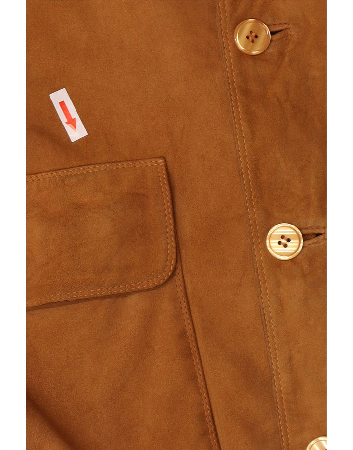 Jaqueta bomber masculina vintage de camurça IT 48 couro marrom médio