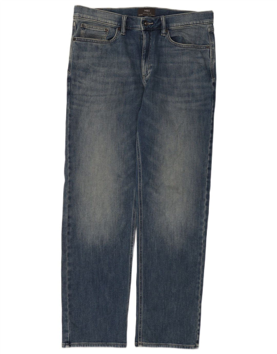 Jeans retos masculinos Marks & Spencer W34 L31 algodão azul