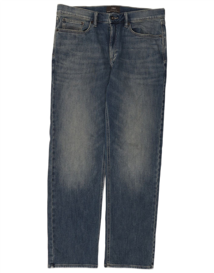 Jeans retos masculinos Marks & Spencer W34 L31 algodão azul