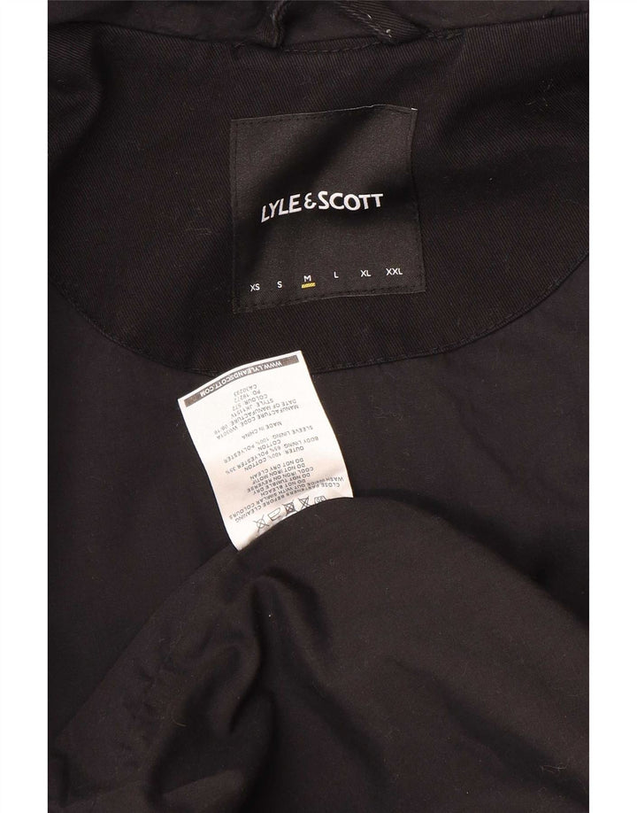 Jaqueta bomber masculina Lyle & Scott com capuz Reino Unido 38 algodão preto médio