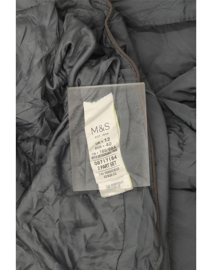 MARKS & SPENCER Womens Padded Jacket UK 12 Medium  Grey Polyester Vintage Marks & Spencer and Second-Hand Marks & Spencer from Messina Hembry 