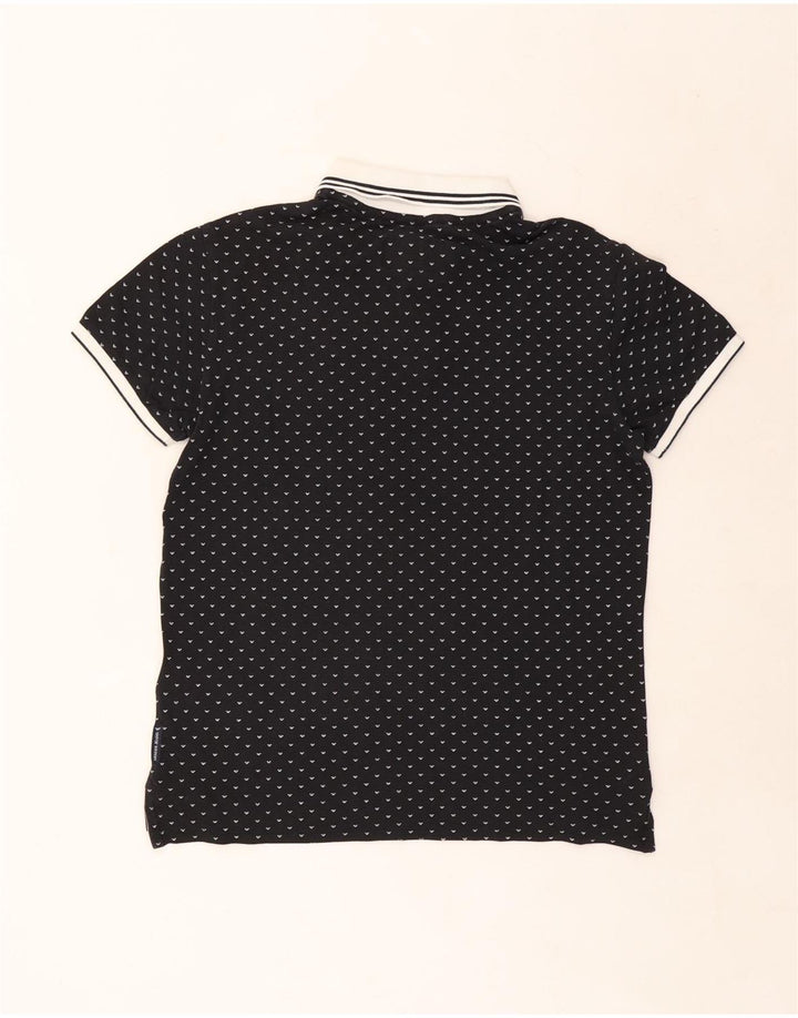 Camisa polo masculina regular Armani pequena de algodão manchado preto