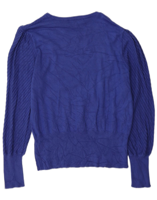 Suéter feminino Marks & Spencer com gola canoa e viscose azul grande Reino Unido 16