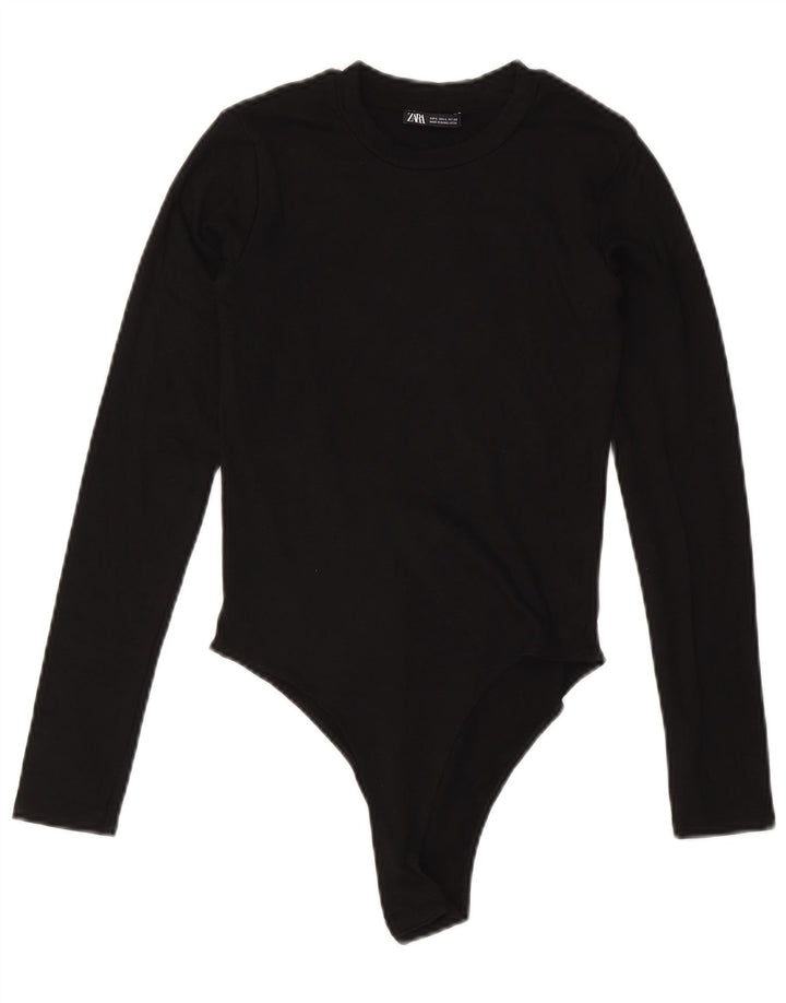 Body feminino de manga comprida ZARA UK 14 grande preto