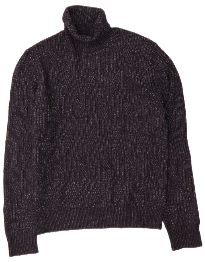 Suéter masculino Marks & Spencer com gola redonda, grande lã azul marinho
