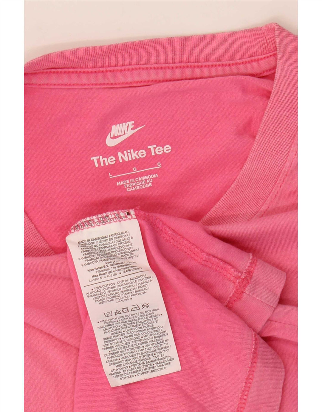 Camiseta masculina Nike grande algodão rosa
