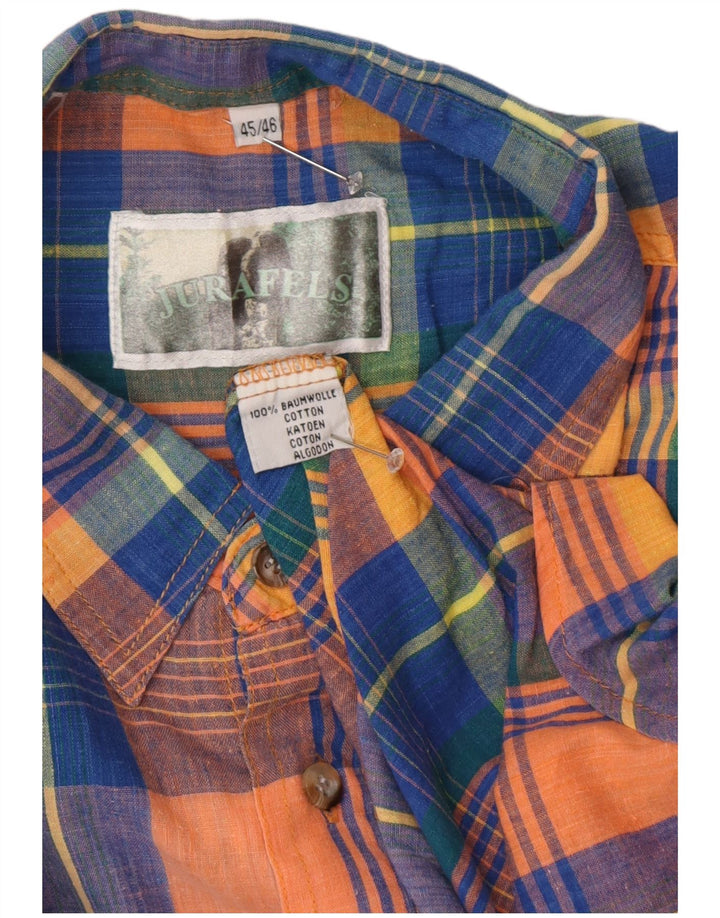 Camisa masculina vintage de ajuste regular tamanho 45/46 2XL algodão xadrez multicolorido
