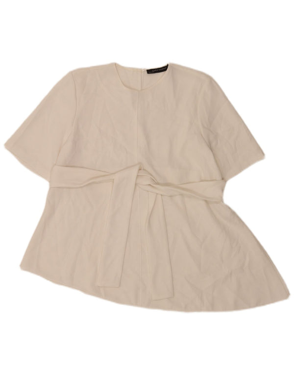 Blusa assimétrica feminina Zara Top UK 12 poliéster branco médio