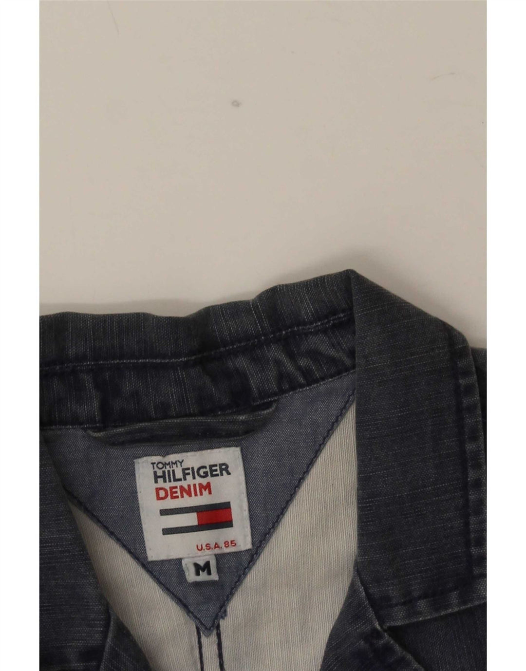 Jaqueta blazer jeans feminina Tommy Hilfiger com 3 botões Reino Unido 12 médio azul marinho