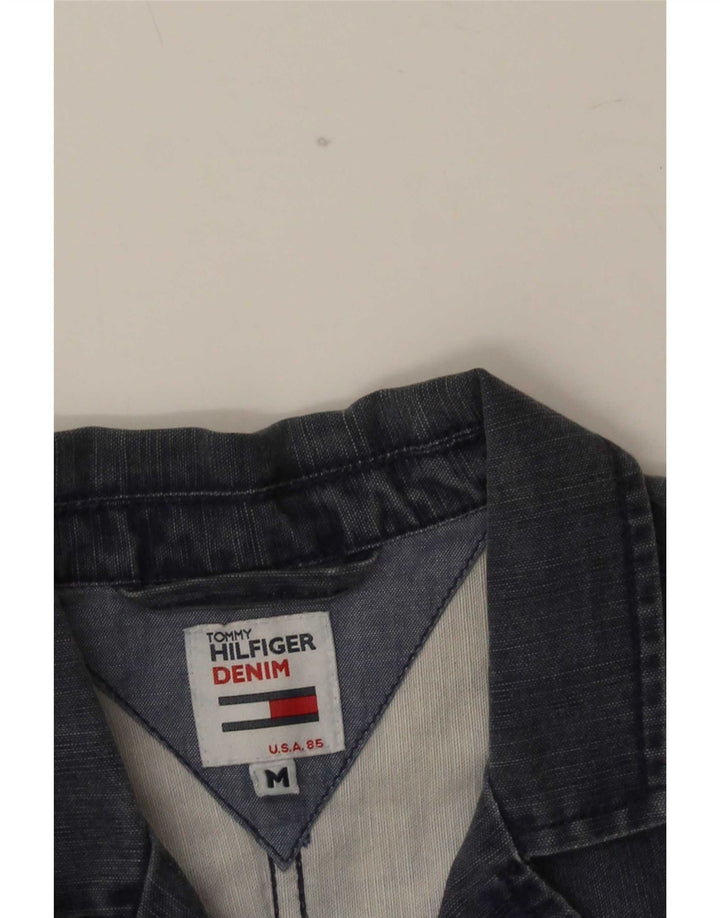 Jaqueta blazer jeans feminina Tommy Hilfiger com 3 botões Reino Unido 12 médio azul marinho